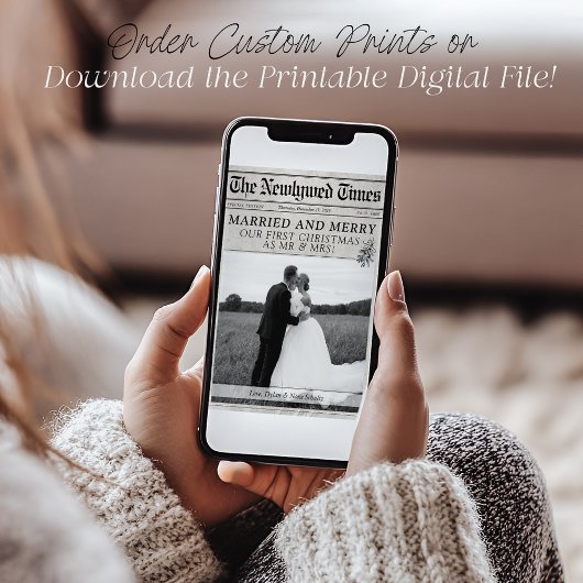 結婚して幸せな現代新聞の写真のクリスマス シーズンカード