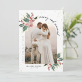 結婚して幸せな現代的なクリスマスの写真アーチ シーズンカード (スタンド正面)