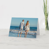 結婚して幸せな現代風の白いフォントの新婚夫婦 シーズンカード (正面)