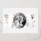 結婚して幸せなJOYクリスマスの写真 銀色 箔シーズンカード (正面)