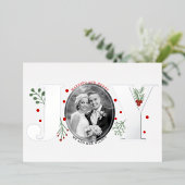 結婚して幸せなJOYクリスマスの写真 銀色 箔シーズンカード (立ち正面)
