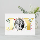 結婚して幸せなJOYクリスマス写真ゴールド 箔シーズンカード (立ち正面)