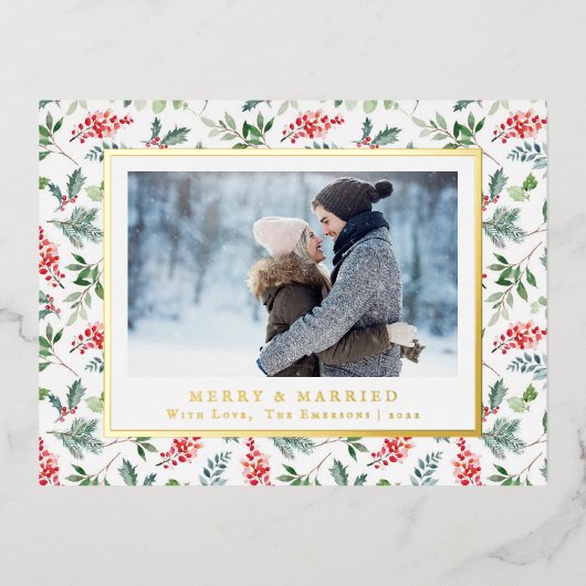 結婚して幸せ 箔シーズンポストカード (正面)