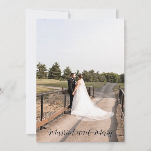 結婚して楽しいスクリプトフォント 招待状 (正面)