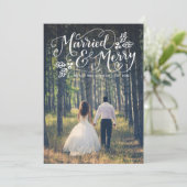 結婚して楽しいタイポグラフィーホリデー写真ありがとう シーズンカード (スタンド正面)