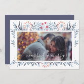 結婚して楽しいブルーグリーンのホリデーカード シーズンカード (正面/裏面)