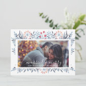 結婚して楽しいブルーグリーンのホリデーカード シーズンカード (スタンド正面)