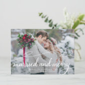 結婚して楽しい エレガントな渦巻き ウェディングフォト シーズンカード (スタンド正面)
