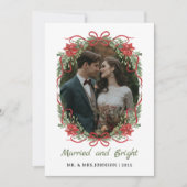 結婚して真っ赤なリボンの写真クリスマス シーズンカード (正面)