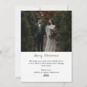 結婚して真っ赤なリボンの写真クリスマス シーズンカード (裏面)