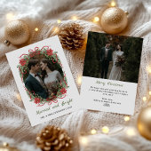 結婚して真っ赤なリボンの写真クリスマス シーズンカード