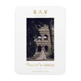 結婚して輝くクリスマスのイニシャル 新婚フォト マグネット