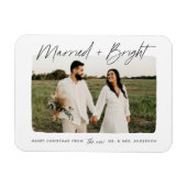 結婚して輝くスクリプト写真 マグネット (横)