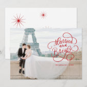 結婚して輝く新婚夫婦のホリデーカード シーズンカード (正面/裏面)