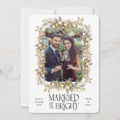結婚して輝く金の装飾 結婚式の写真 シーズンカード (正面)