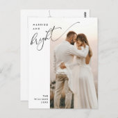 結婚して輝く、モダンスクリプトの写真ホリデーカード ポストカード (正面/裏面)