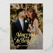 結婚して輝く 本物のホイル 新婚ホリデーカード 箔シーズンカード (正面)