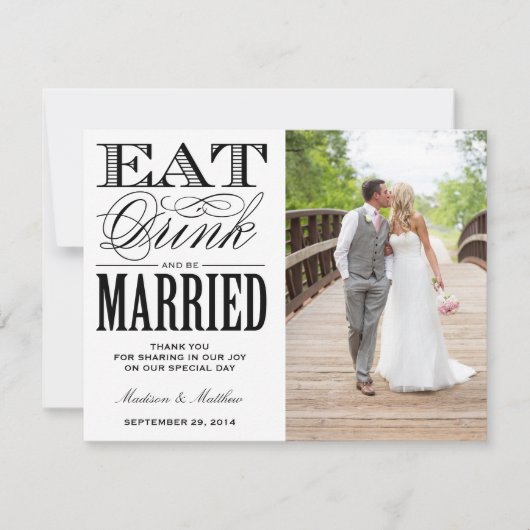 結婚して | 感謝の写真ポストカード 招待状 (正面)