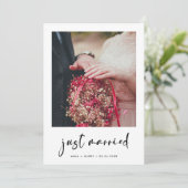 結婚しました おしゃれな現代風の結婚写真のカード 案内状 (スタンド正面)