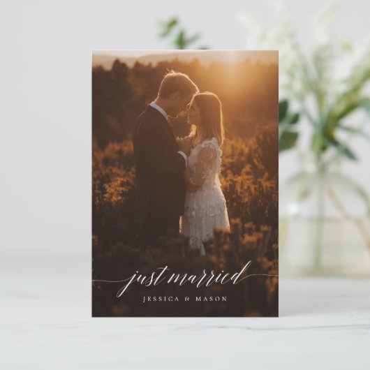 結婚しました おめでとう 秘密結婚のお知らせ - 白 招待状 (スタンド正面)