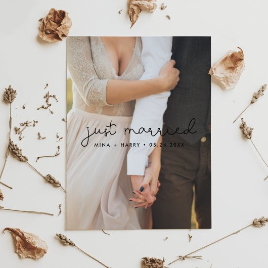 結婚しました かわいいスクリプト 結婚写真 ポストカード