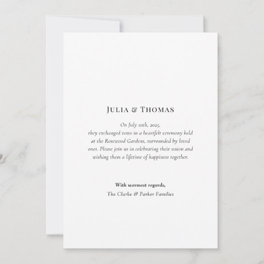 結婚しました ウェディングフォト発表 招待状 (裏面)