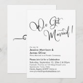 「結婚しました」エレガントなカリグラフィー 黒白 招待状 (正面/裏面)