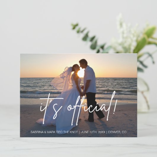 結婚しました！オフィシャル ウェディング フォト エロープメント アナウンスメント 招待状 (スタンド正面)