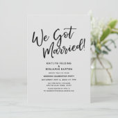 結婚しました！カジュアルなグレーの結婚式の披露宴 招待状 (スタンド正面)