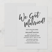 結婚しました！カジュアルなグレーの結婚式の披露宴 招待状 (正面/裏面)