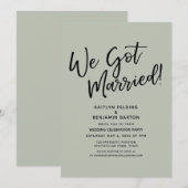 結婚しました！ カジュアルなサージグリーンの披露宴 招待状 (正面/裏面)