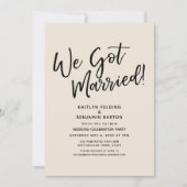 結婚しました!カジュアルスクリプトクリームの受付 招待状 (正面)