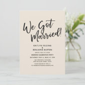 結婚しました!カジュアルスクリプトクリームの受付 招待状 (スタンド正面)