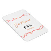 結婚しました カップル名 日付 赤 ヴィンテージ枠 マグネット (右側)