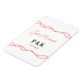 結婚しました カップル名 日付 赤 ヴィンテージ枠 マグネット (左側)