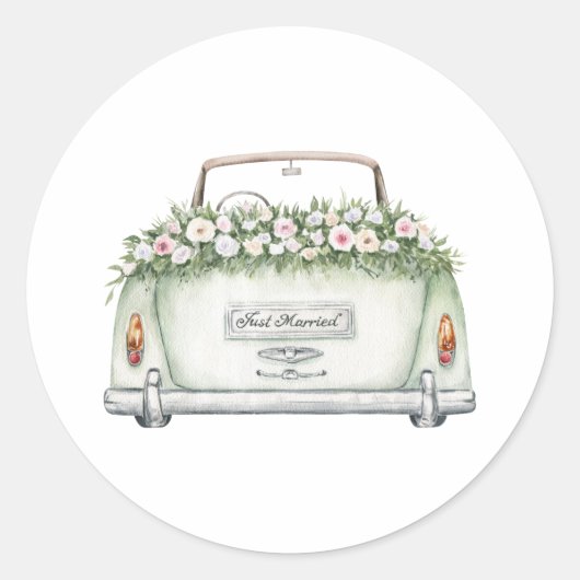 結婚しました カー ウォーターカラー ステッカー (正面)