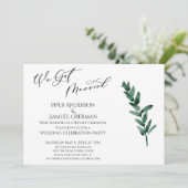 「結婚しました」グリーンの葉の装飾 受付のみ 招待状 (スタンド正面)