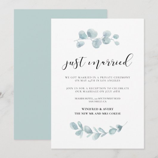 結婚しました グリーンウェディングのお知らせ 招待状 (正面/裏面)