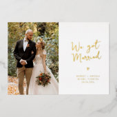 結婚しました ゴールドスクリプト ウェディング発表 箔招待状 (正面)