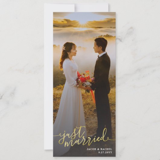 結婚しました ゴールドタイプ 写真 ウェディング アナウンスメント 招待状 (正面)