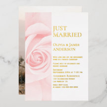 結婚しました ゴールドテキスト ピンクローズ ウェディングレセプション