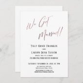 結婚しました！シンプルなローズゴールドのエレガントな結婚カード 招待状 (正面/裏面)