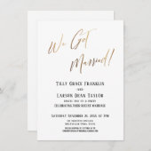 結婚しました!シンプルゴールドエレガントシンプル 招待状 (正面/裏面)