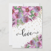 結婚しました タイポグラフィー ワイルドフラワー ゴールド コンフェッティ 招待状 (裏面)