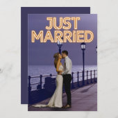 結婚しました ネオンライト ウェディング フォト 発表 案内状 (正面/裏面)
