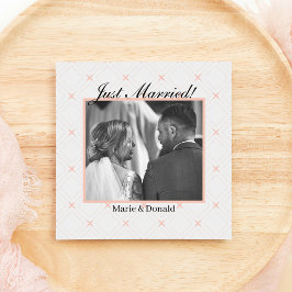 結婚しました パステル ピンクとクリームのジオメトリック シーズンカード