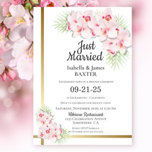 結婚しました ピンクのランカン 花のウェディングパーティ 招待状