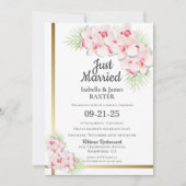 結婚しました ピンクのランガズィー フラワーウェディング 招待状 (正面)