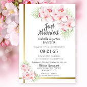 結婚しました ピンクの蘭の花のウェディングパーティ 招待状