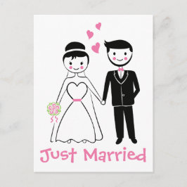 結婚しました ピンク 黒 花嫁 花婿 ウェディング 案内ポストカード